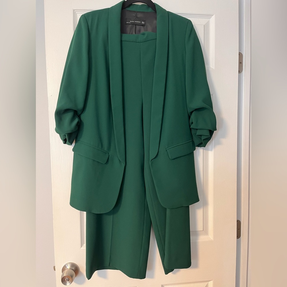 Zara green two piece suit